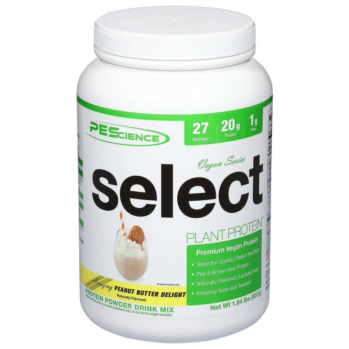 Pescience Vegan Peanut Butter Protein Powder: Best Plant Based Protein - 1.84 Lb