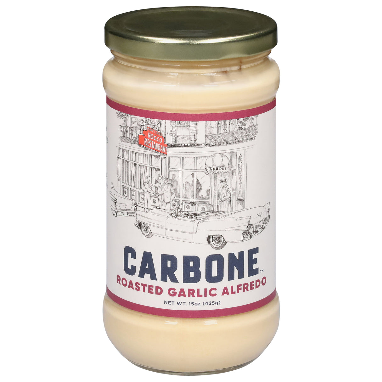Carbone Garlic Alfredo Sauce (Pack of 6) - 15 oz - Authentic Italian Flavor