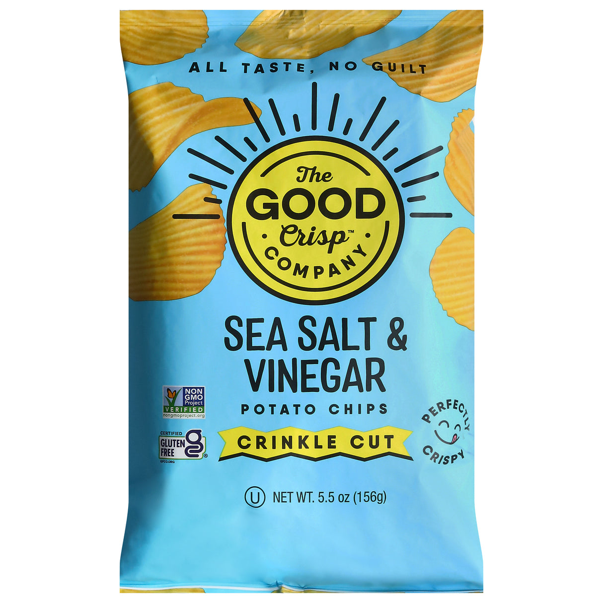 The Good Crisp Company Crinkle Cut Potato Chips, Salt & Vinegar, 5.5 oz (Pack of 12)