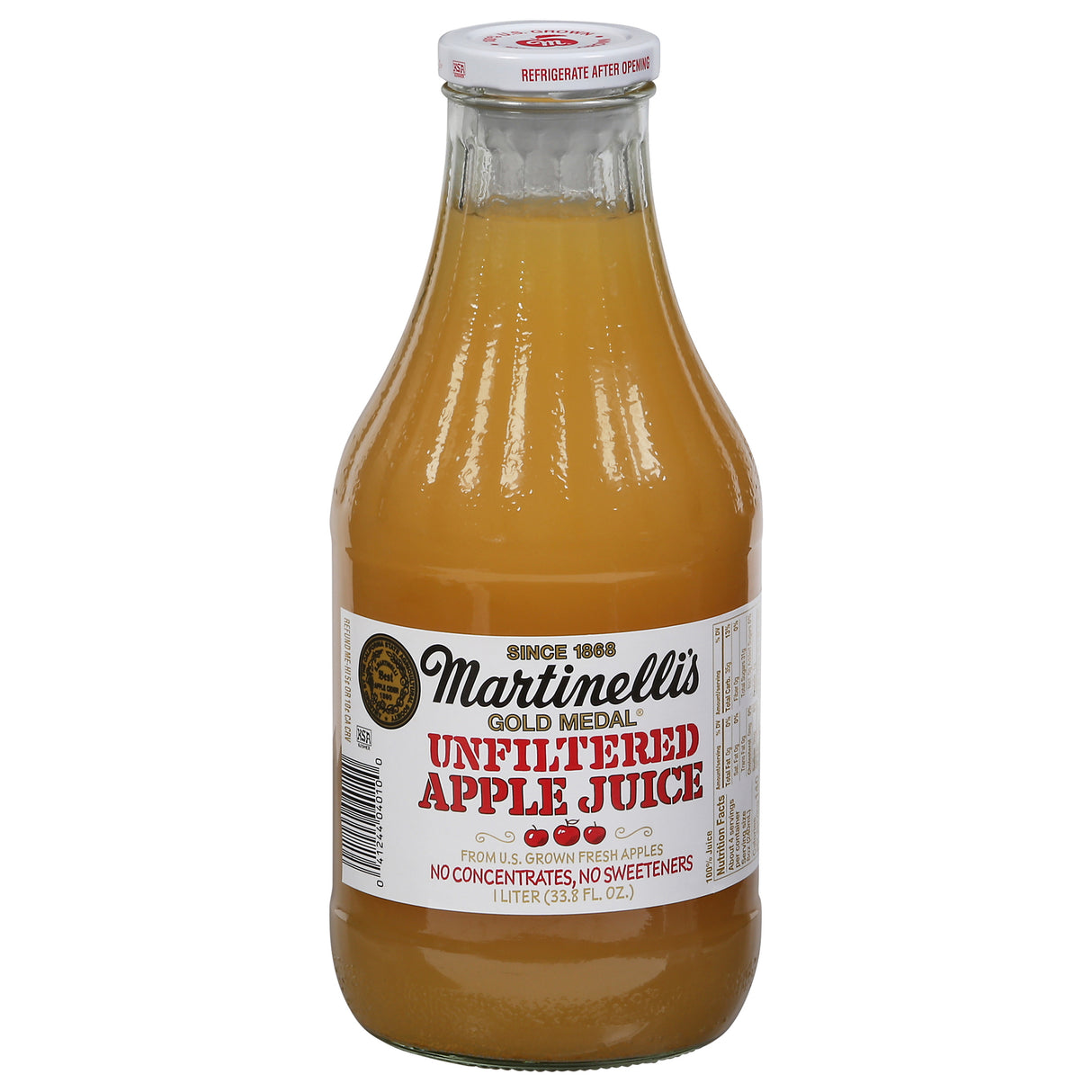 Martinelli's Apple Juice Unfiltered, 33.8 fl oz (Pack of 6) - Pure USA Goodness