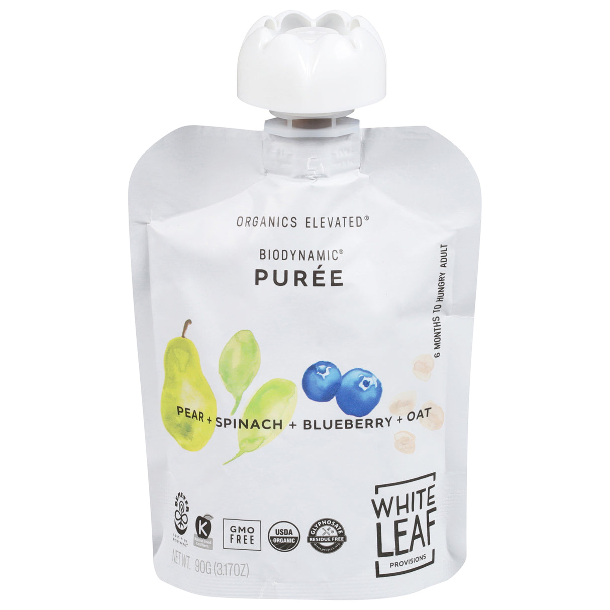 White Leaf Provisions Organic Spinach Blueberry Baby Food Pouches Stage 2