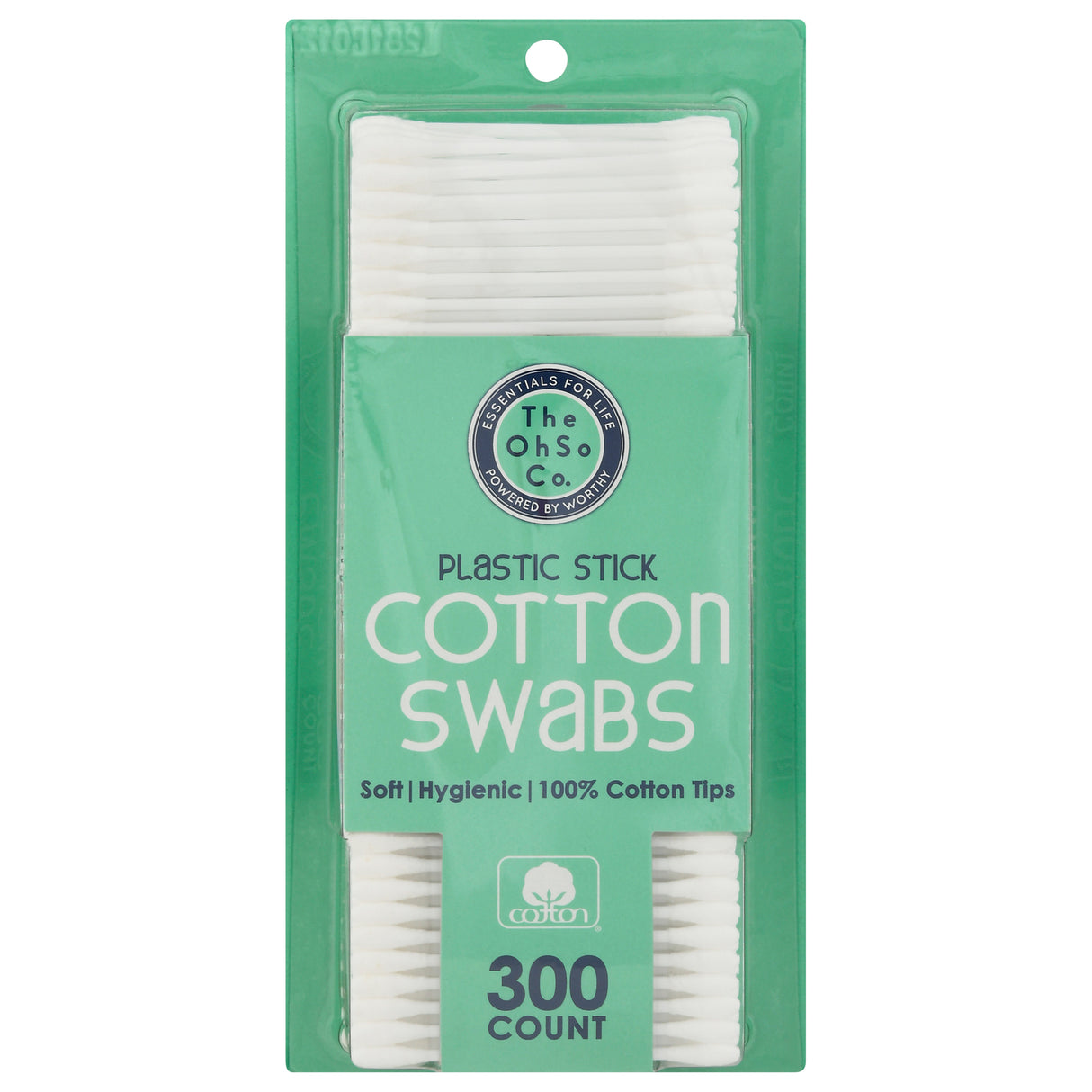 The Ohso Co. Cotton Swabs, Plastic Sticks, 300 Count (Pack of 32)