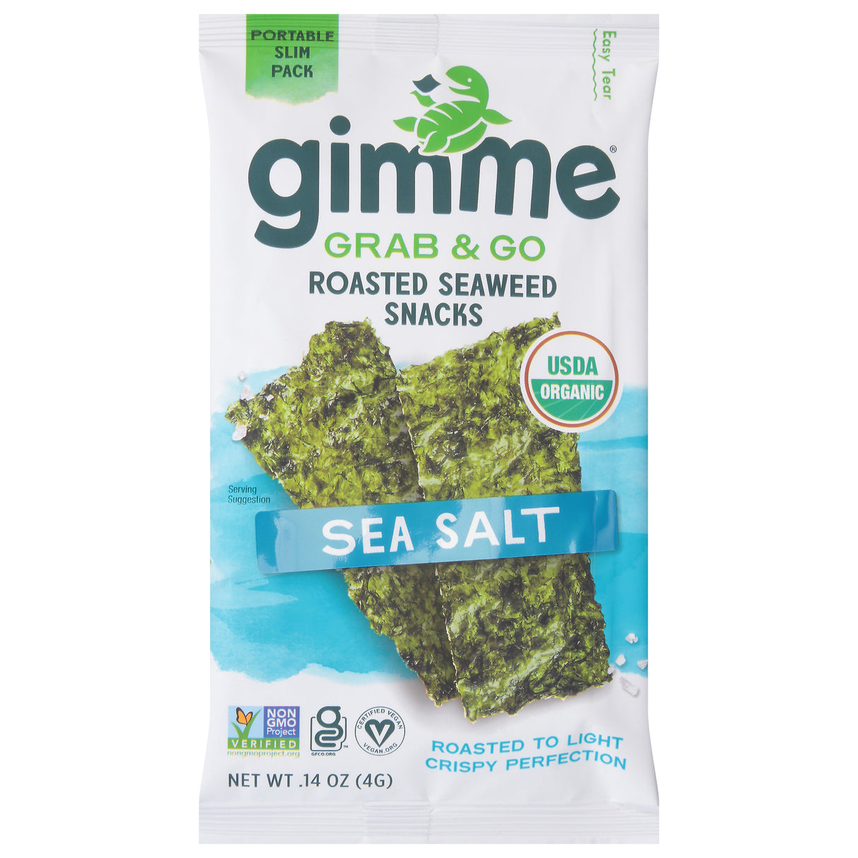 Gimme Seaweed Snacks Roasted Seaweed Sheets, Sea Salt Flavor, 30 Packs of 0.14 oz