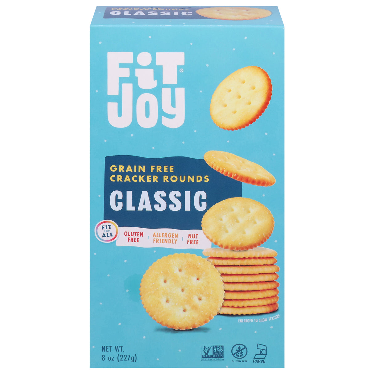 Fitjoy Cracker Round Original, 8 oz, (Pack of 8) - Gluten-Free Snack Crisps