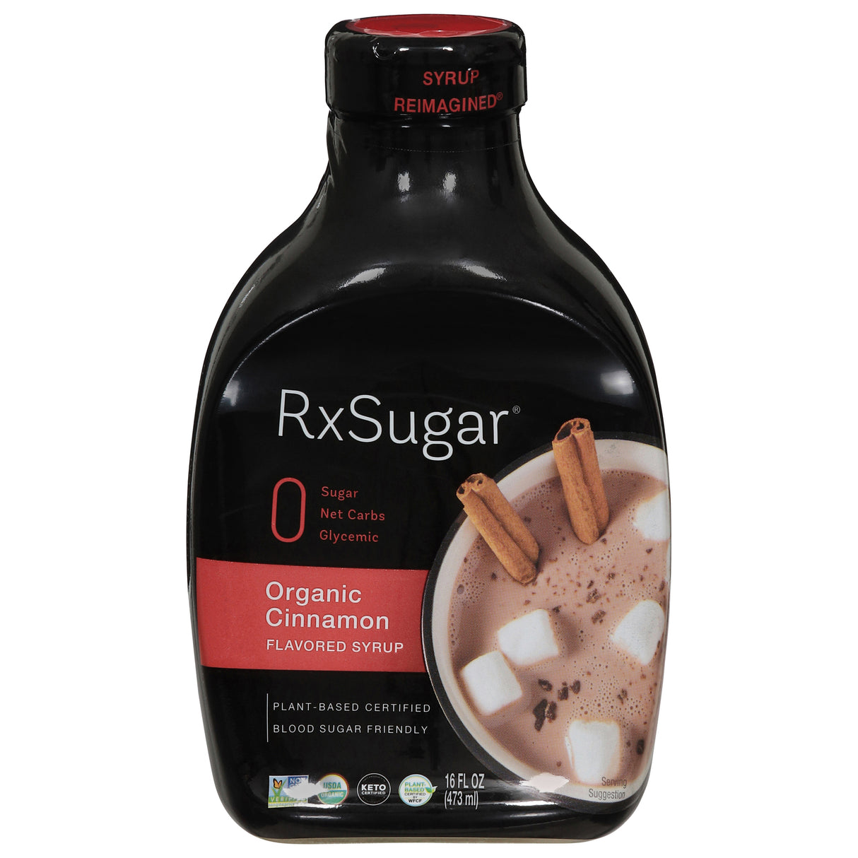 RxSugar Cinnamon Syrup: Sugar-Free, 6x16oz. Zero Calorie Sweetener. Keto-Friendly