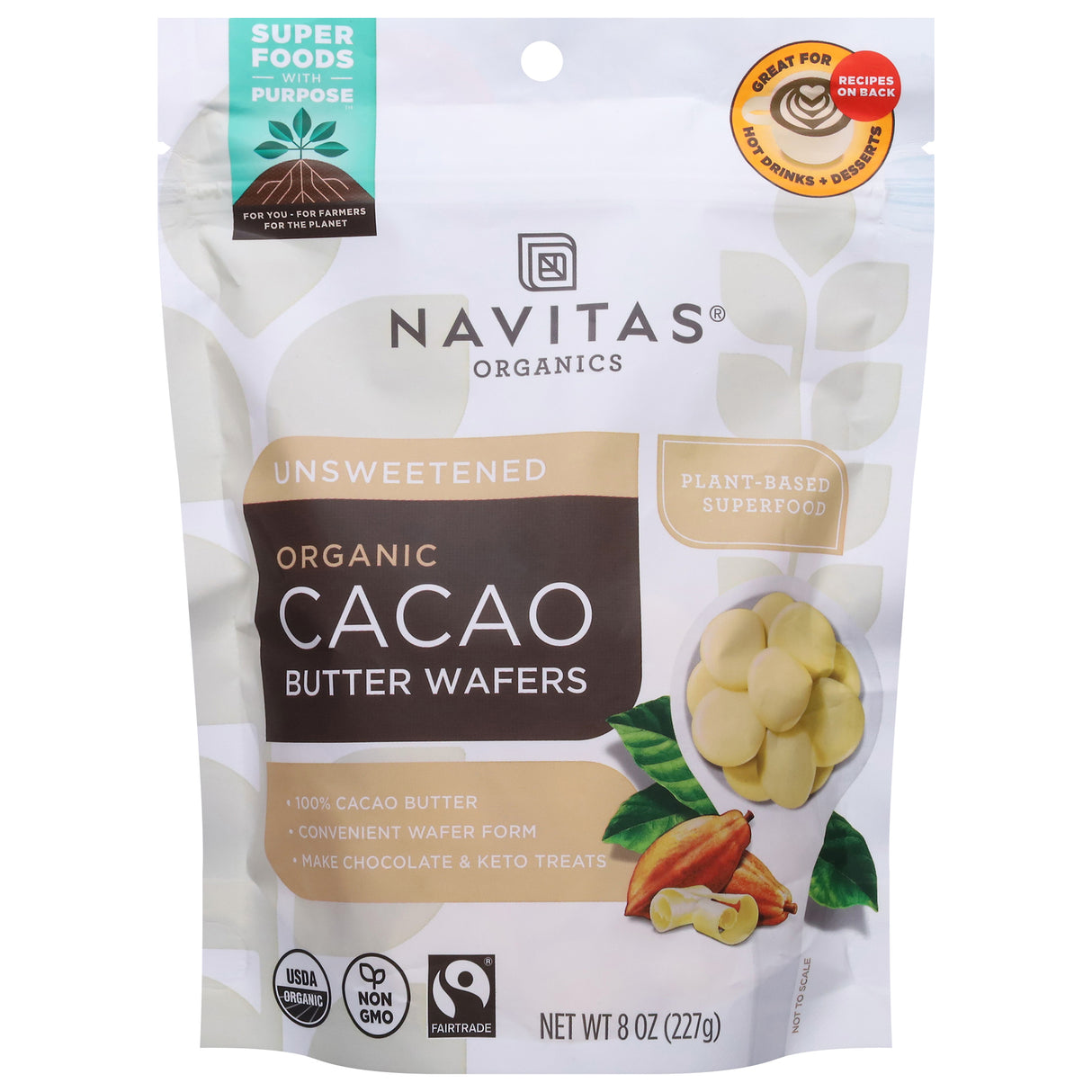 Navitas Organics Cacao Butter Wafers: Keto Vegan Organic - 6 Pack - 8 oz