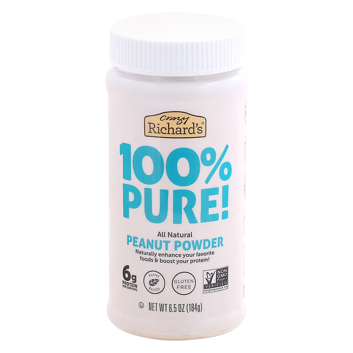 Crazy Richards Peanut Powder 6.5 oz (Pack of 6) - All Natural, High Protein