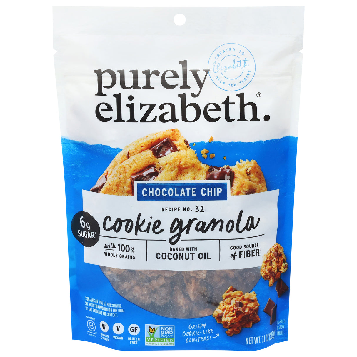 Purely Elizabeth Chocolate Chip Cookie Granola, 11 oz, (Pack of 6)