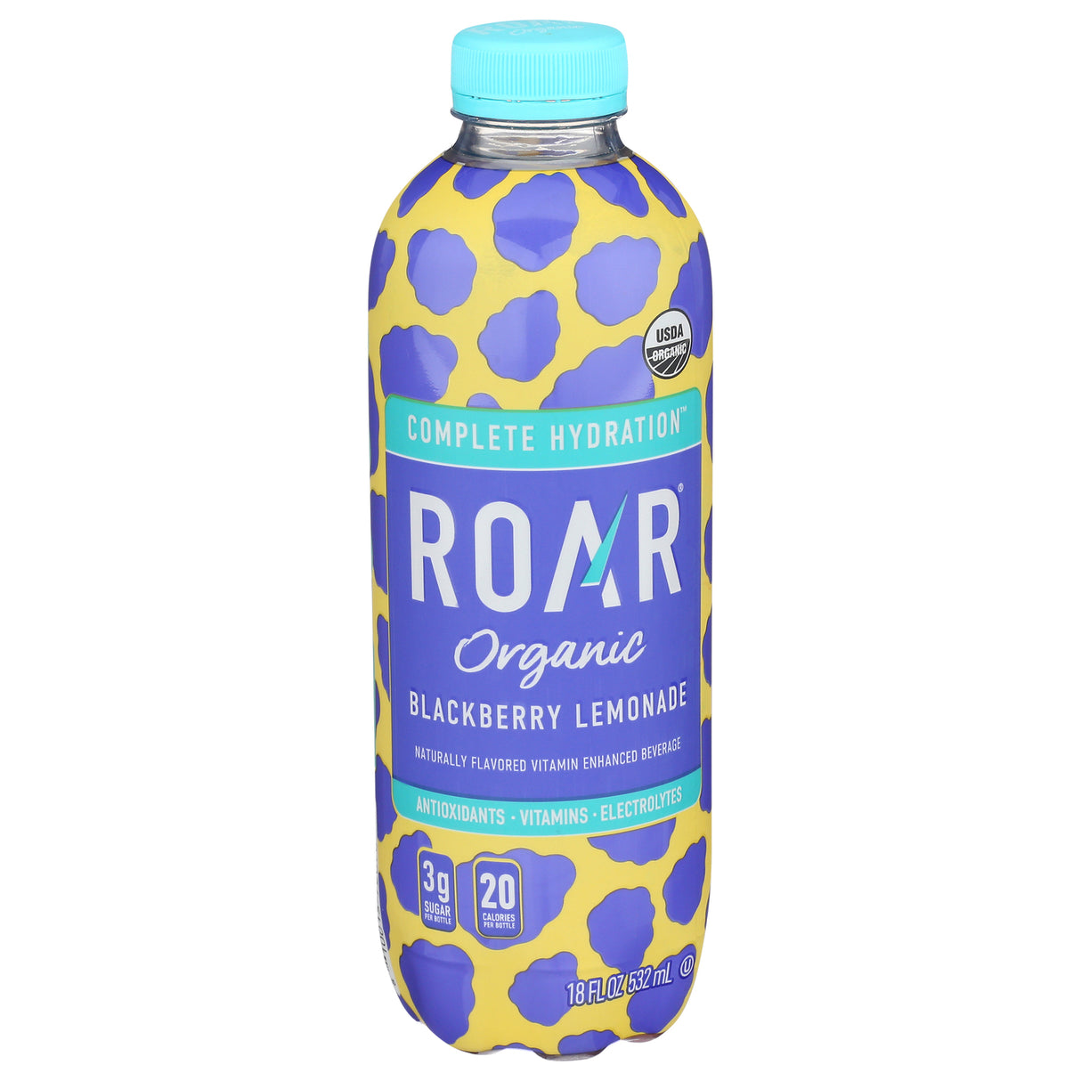 Roar Organic Blackberry Lemonade - Pack of 12 (18 fl oz) - Hydrating Electrolyte Beverage