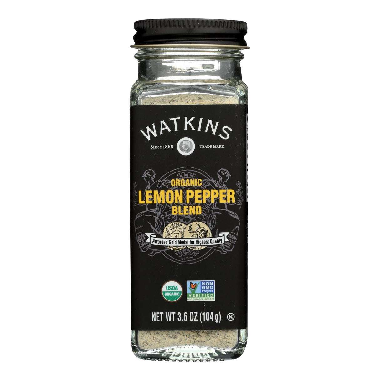 Watkins - Organic Lemon Pepper Seasoning, 3.6 oz (1 Pack) - Gluten-Free Kosher