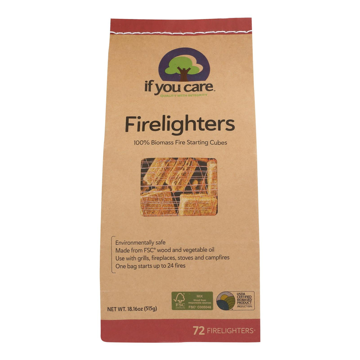 If You Care - Wood Firelighters, 72 Count (Case of 12) - Natural Fire Starters