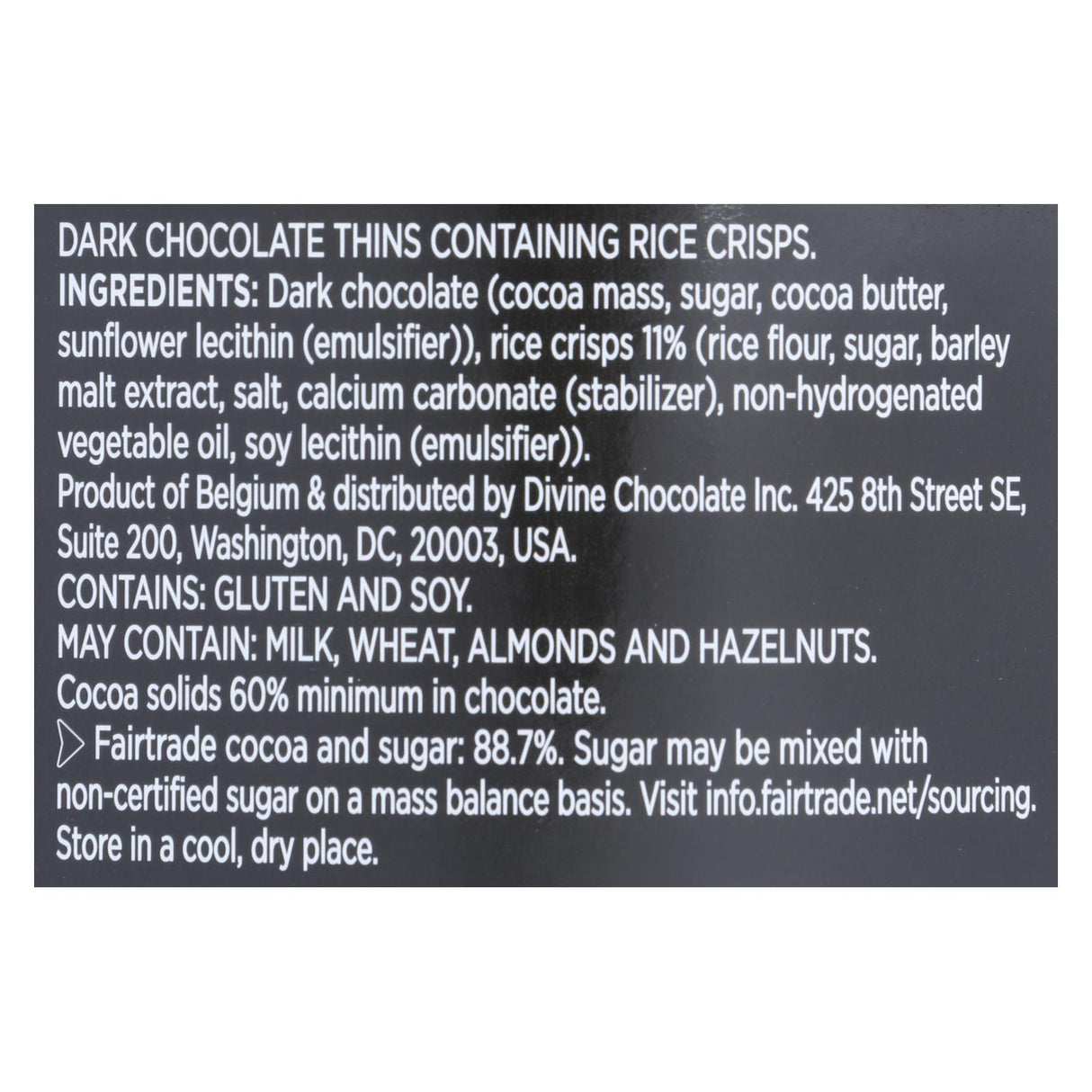 Divine - Crisp Thns Dark Chocolate - Case Of 12 - 2.8 Oz - Cozy Farm