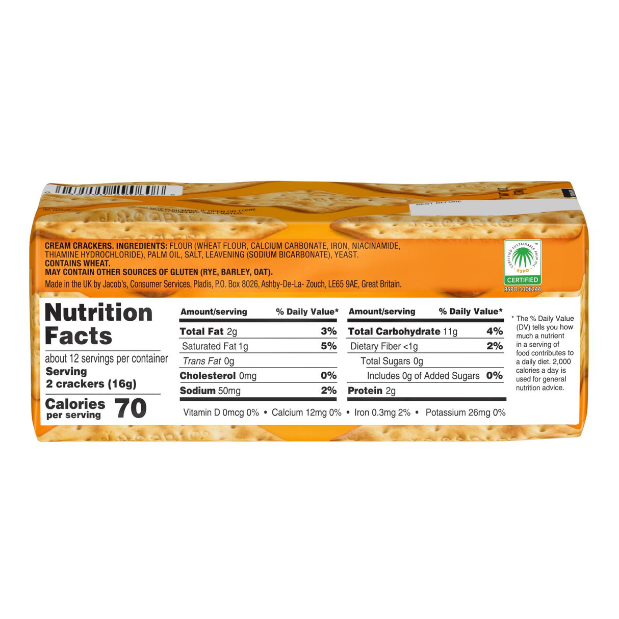 Jacobs Cream Crackers - 7.05 Oz - Case Of 24 - Cozy Farm