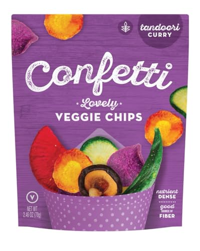 Confetti Veggie Chips - Tandoori Curry, 2.46 oz (Pack of 12) - Gluten-Free Snacks