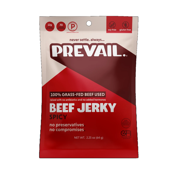 Prevail Spicy Beef Jerky | 2.25 Oz Single Serve | Case of 8 - Cozy Farm