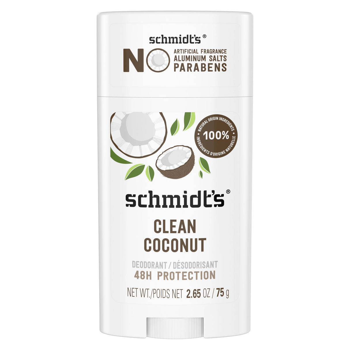 Schmidts - Clean Coconut Deodorant Stick, 2.65 oz - Natural Odor Protection
