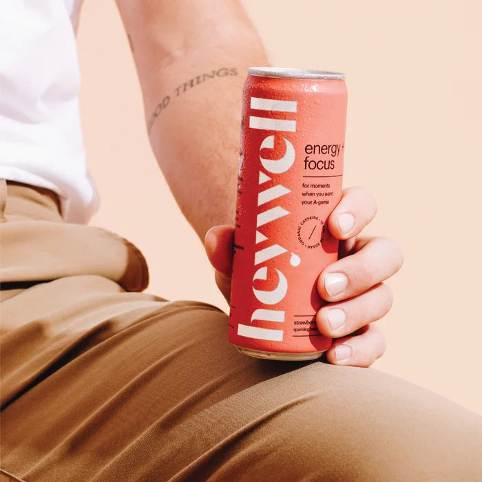 Heywell - Sparkling Water - Energy Focus - Strawberry Lemonade - (12 fl oz Can) - Pack of 12 - Cozy Farm