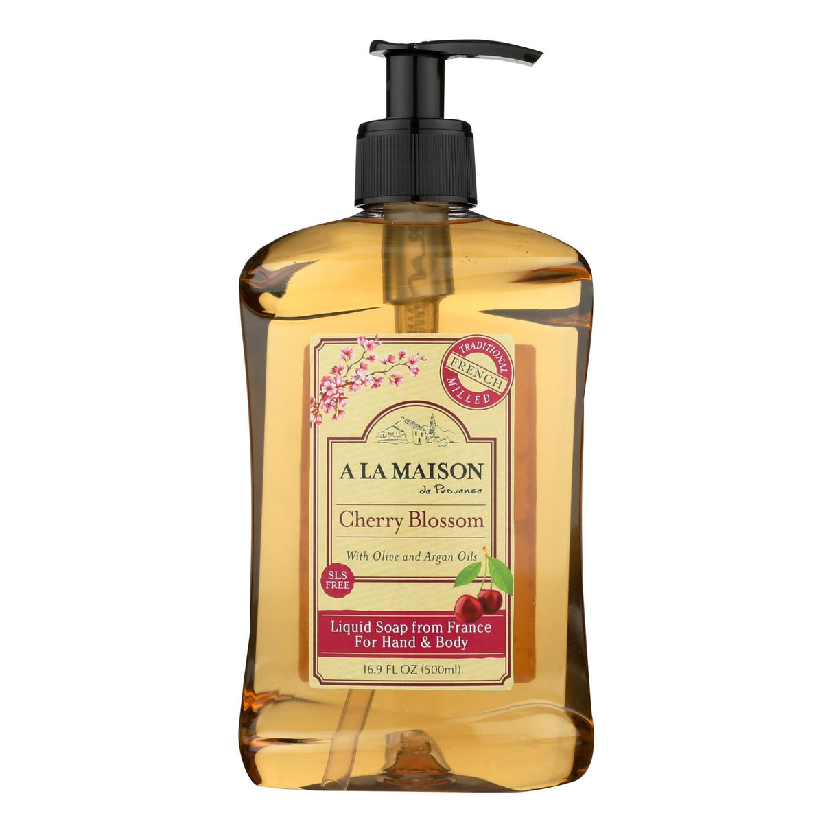 A La Maison French Liquid Soap, Cherry Blossom - 16.9 Fl Oz - Cozy Farm