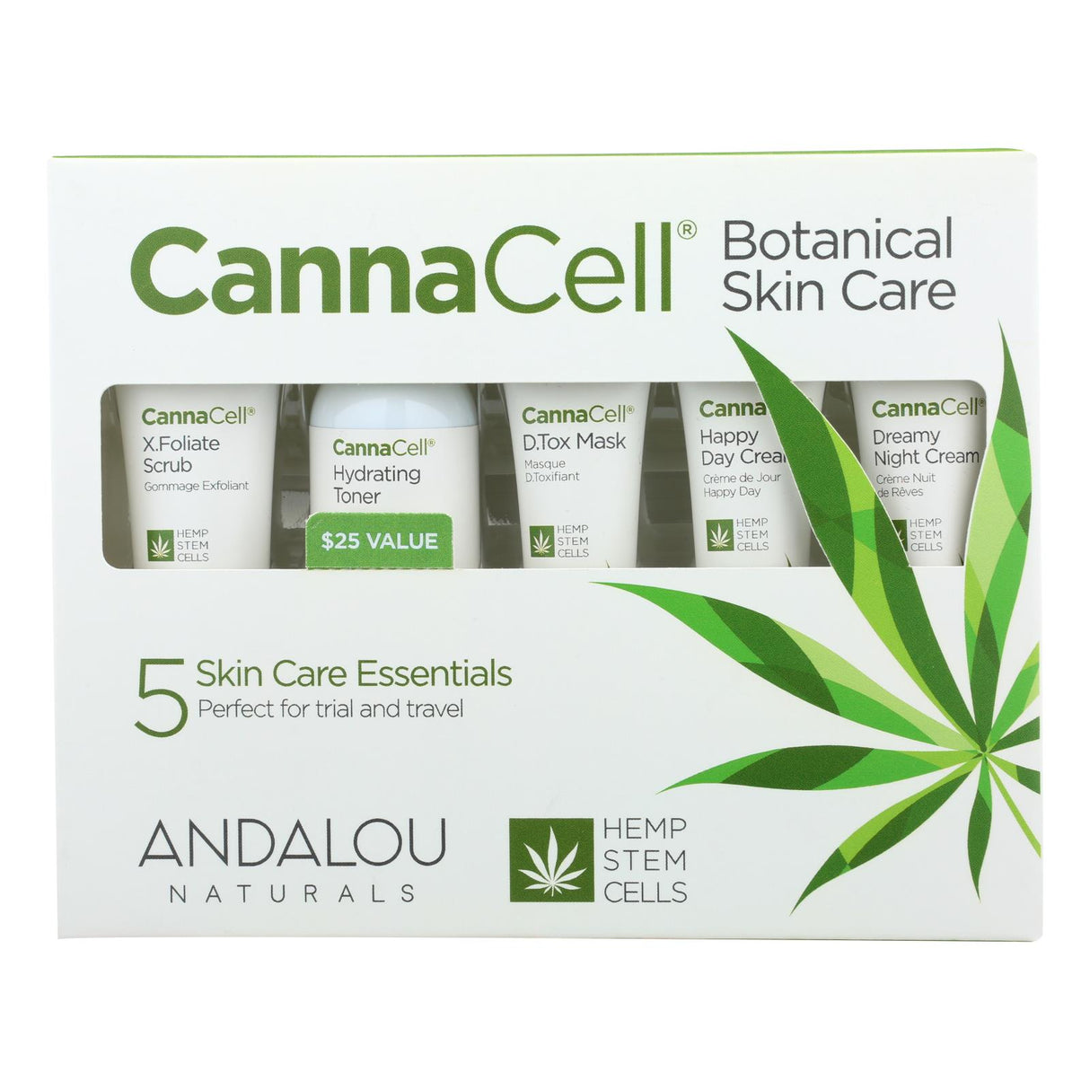 Andalou Naturals Cannacell Botanical Skin Care Regimen, 5-Count Regenerating Essentials - Cozy Farm