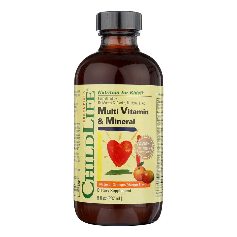 ChildLife Essentials Multivitamin & Minerals for Kids - Natural Orange Mango Flavor - 8 Fl Oz - Cozy Farm 
