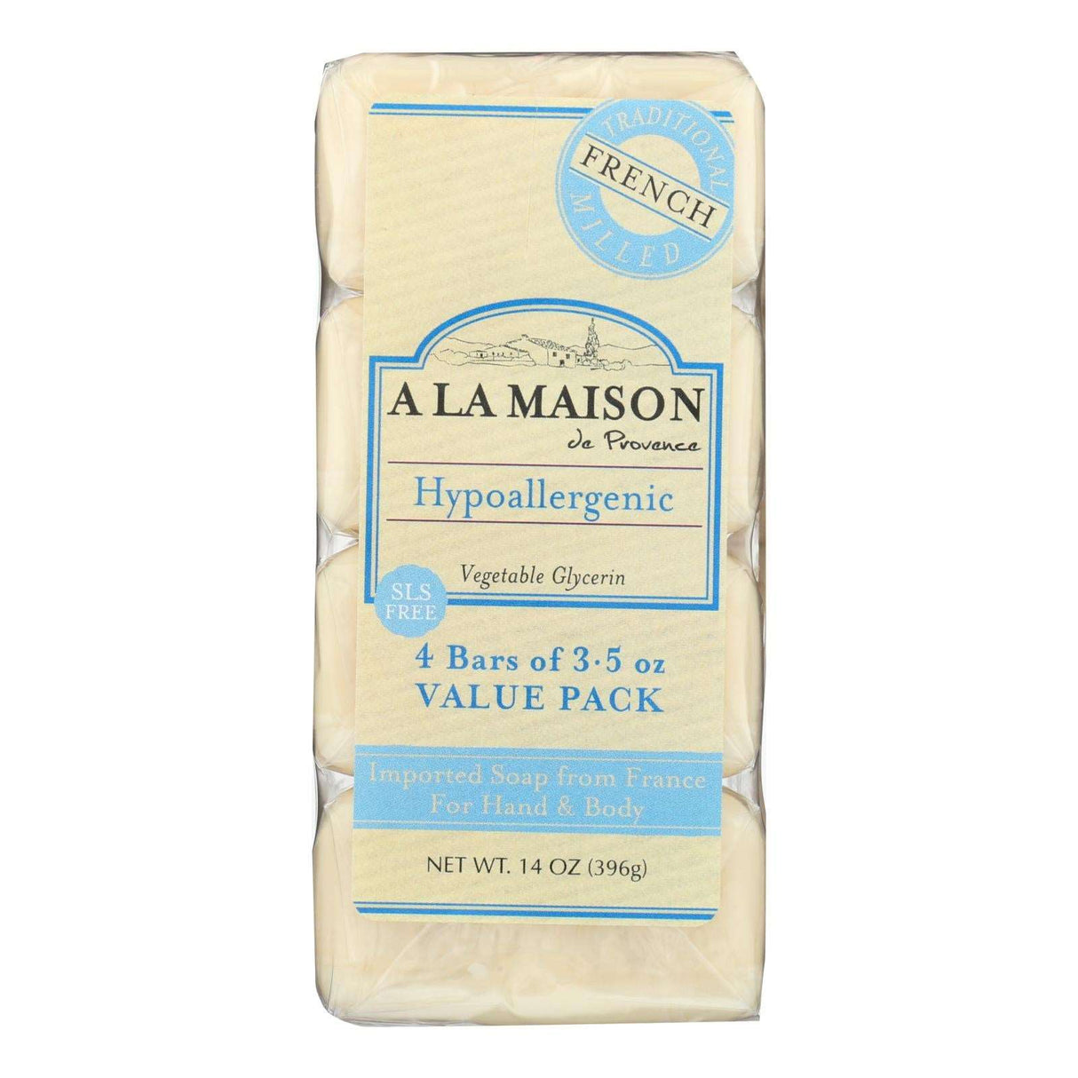 A La Maison Unscented Bar Soap (Pack of 4 - 3.5 Oz Bars) - Cozy Farm