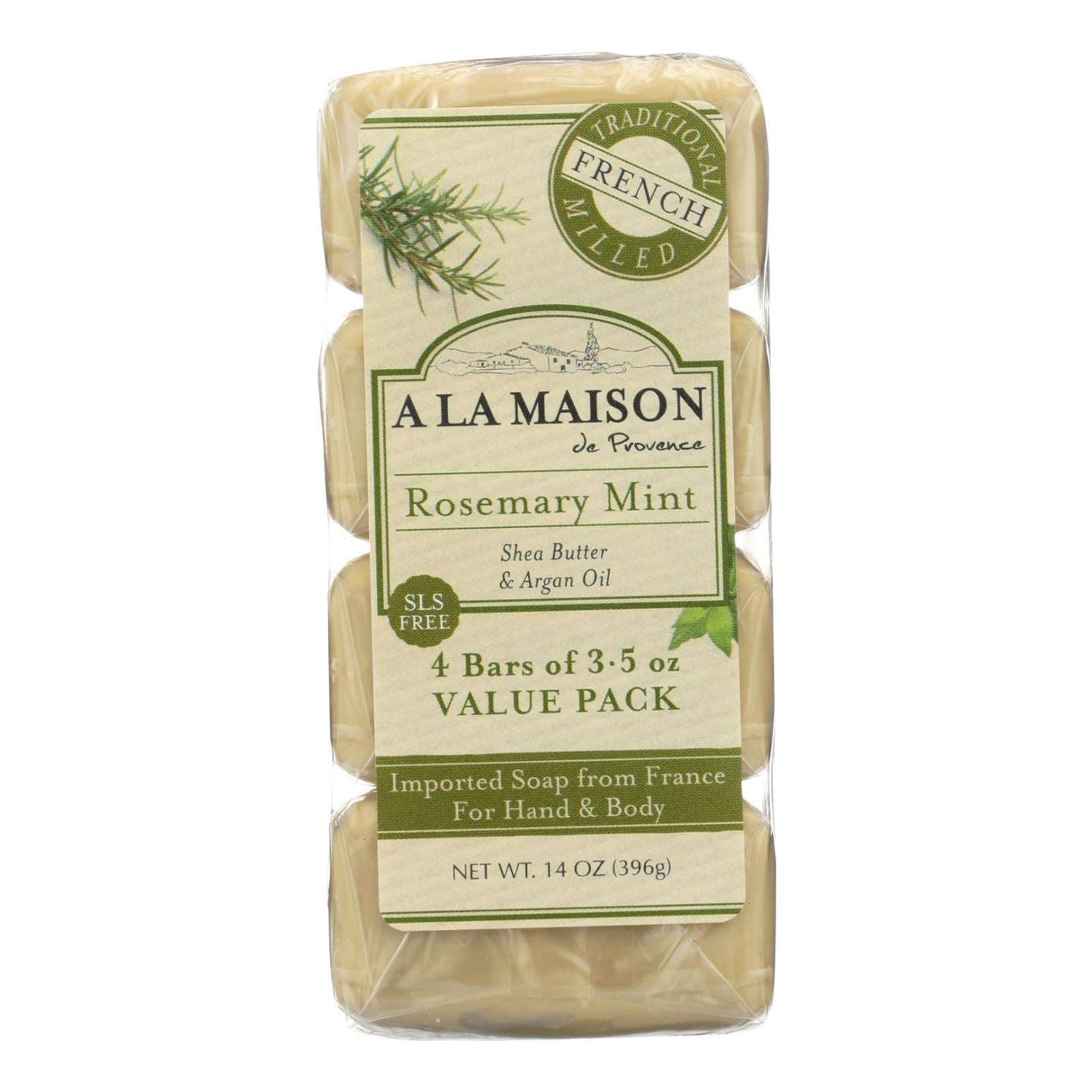 A La Maison Rosemary/Mint Exfoliating Bar Soap (Pack of 4) - Cozy Farm