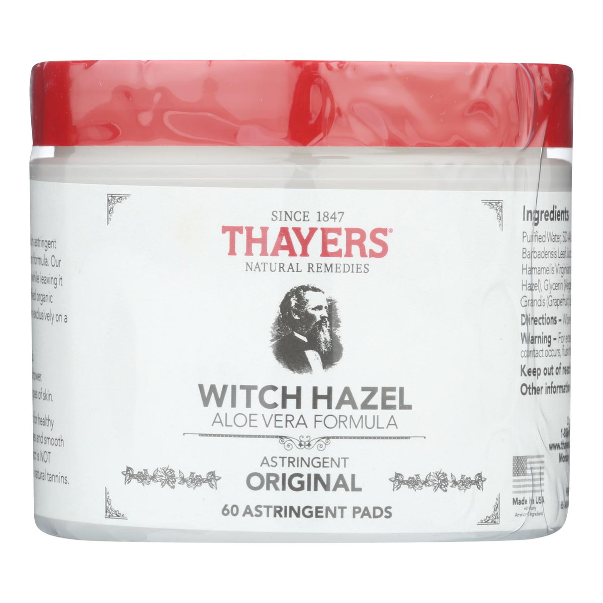 Thayers Witch Hazel with Aloe Vera Facial Pads (60 Pads) - Cozy Farm
