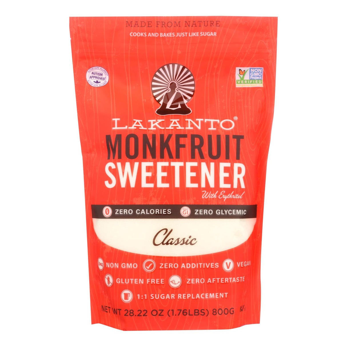 Lakanto Classic Monkfruit Sweetener with Erythritol, Zero-Calorie, Keto-Friendly, All-Natural (Pack of 8 - 28.22 Oz.) - Cozy Farm