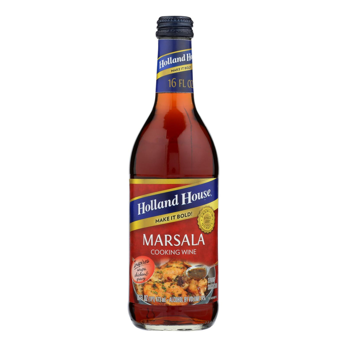 Holland House Marsala Cooking Wine - Rich Flavorful, Ideal for Cooking Sauces, 16 fl oz, 12 per Case - Cozy Farm