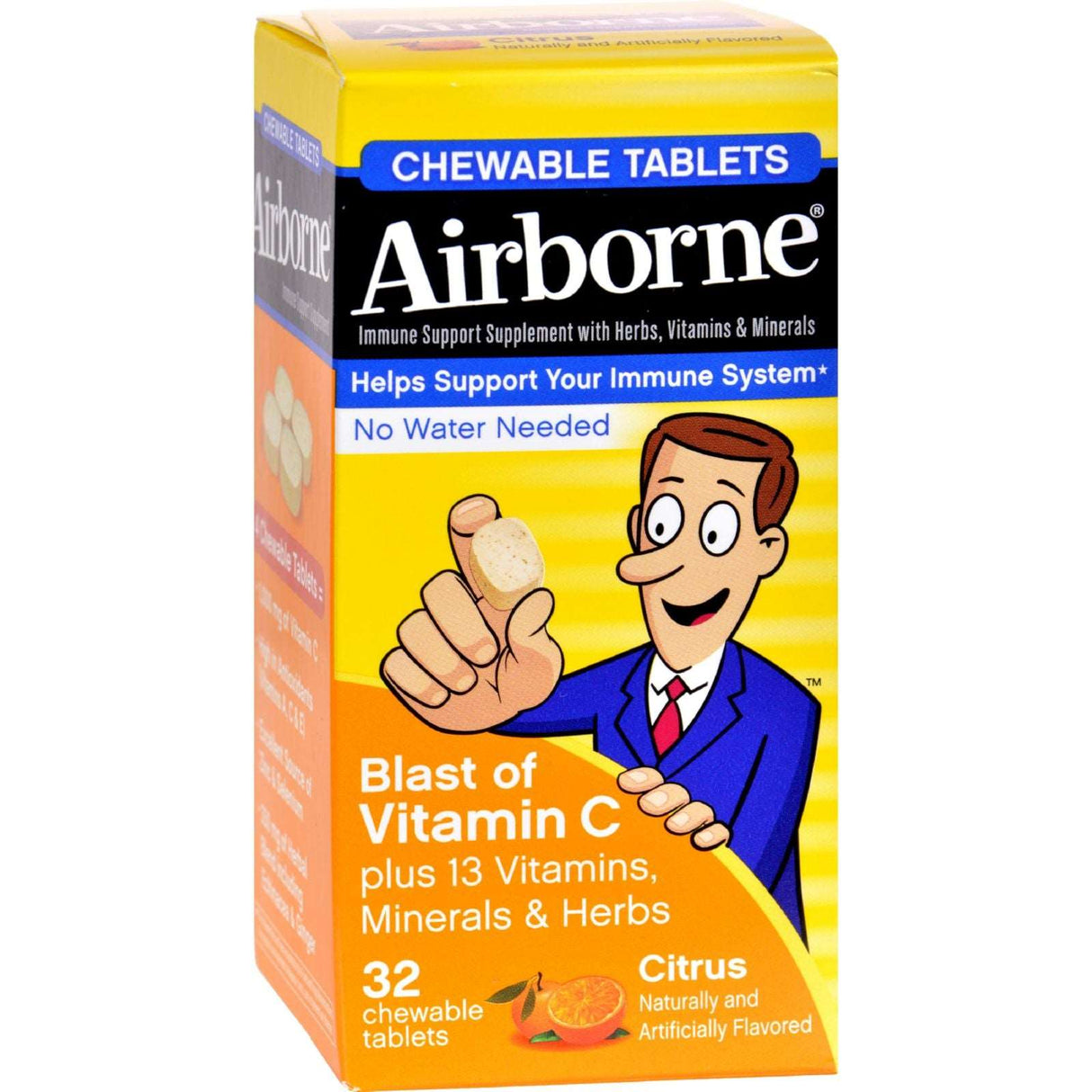 Airborne Citrus Chewable Tablets for Immune Support (32 Count) - Cozy Farm
