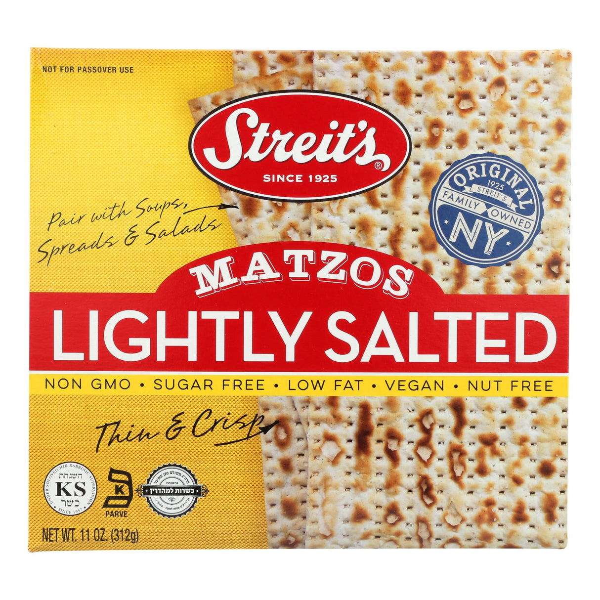 Streit's Lightly Salted Matzos, 11 Oz. (Pack of 12) - Cozy Farm