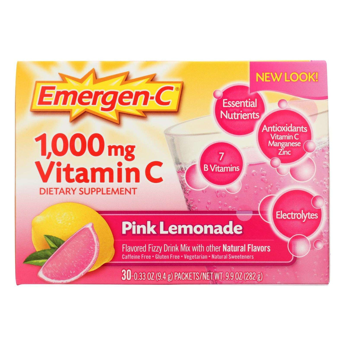 Emergen-C Pink Lemonade Fizzy Drink Mix with 1000mg Vitamin C (Pack of 30) - Cozy Farm