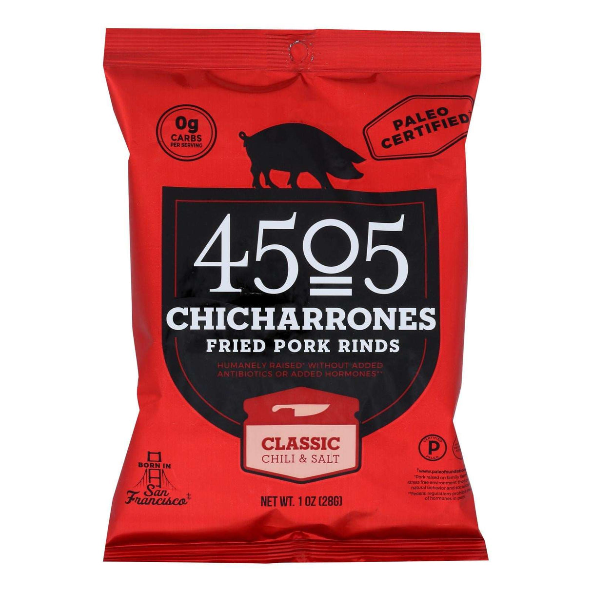 4505 Chicharrones: Classic Chili & Salt, 1 Oz., 12-Pack - Cozy Farm