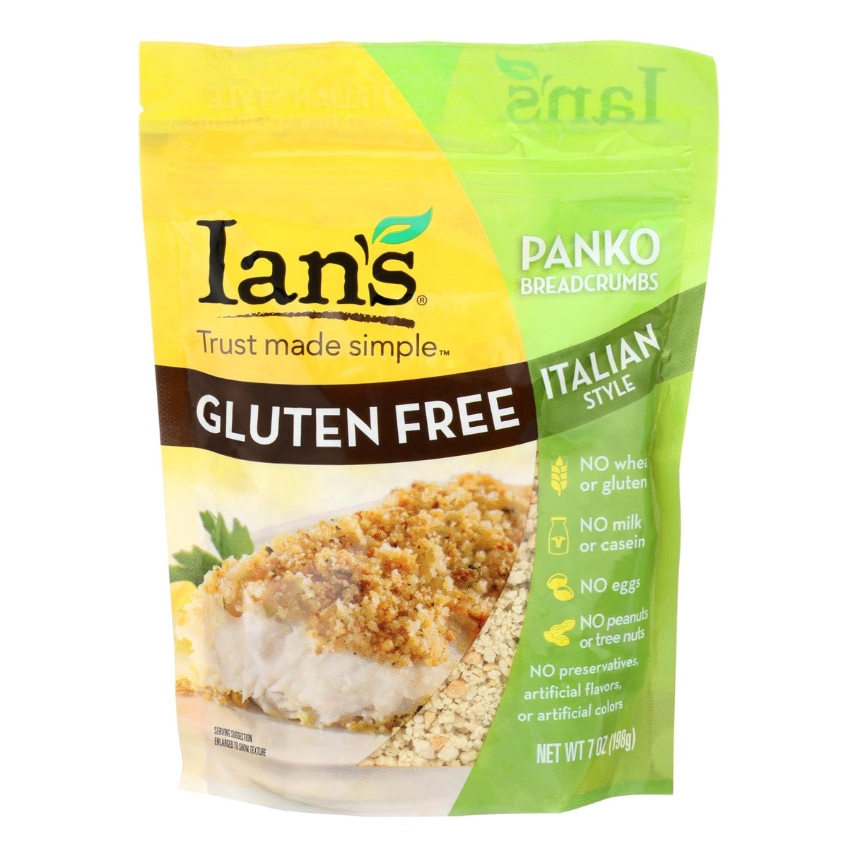 Ians Natural Foods Bread Crumbs - Panko (Pack of 8) - Italian Style - Gluten Free - 7 Oz - Cozy Farm