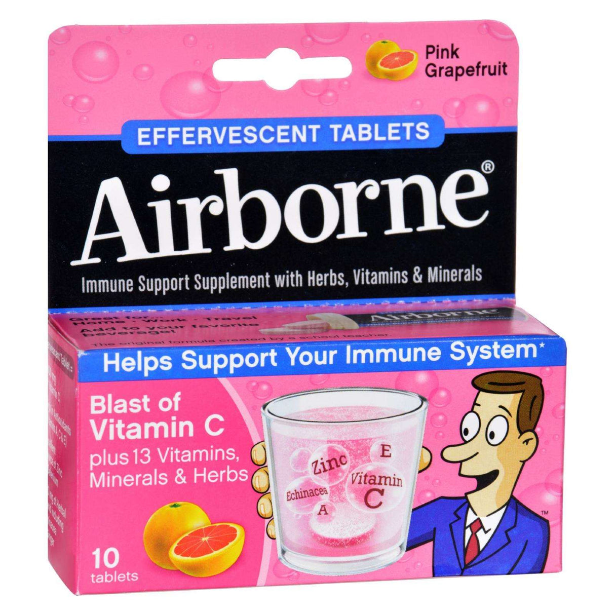 Airborne Pink Grapefruit Effervescent Vitamin C Tablets, 10-Count - Cozy Farm