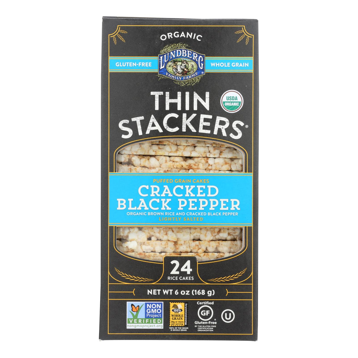 Lundberg Family Farms Black Pepper Organic Thin Rice Cakes, 6 Oz (Pack of 6) - Cozy Farm