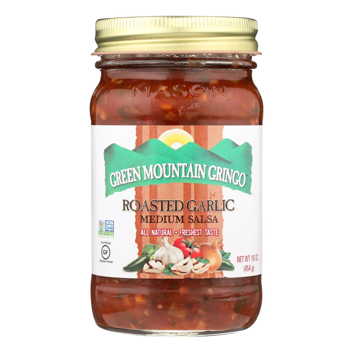 Green Mountain Gringo Medium Garlic Salsa, 16 Oz (Case of 12) - Cozy Farm