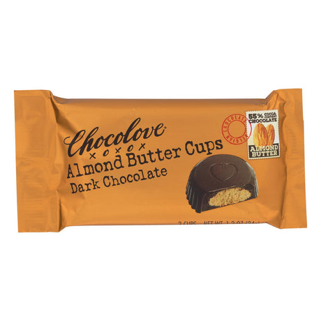 Chocolove Xoxox Almond Butter Dark Chocolate Cups - Case of 12 - 1.2 Oz Each - Cozy Farm 