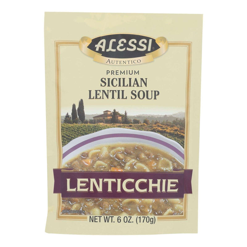 Alessi Sicilian Lentil Soup - Rich in Protein, Low in Fat, Case of 6 (6 Oz. Each) - Cozy Farm 