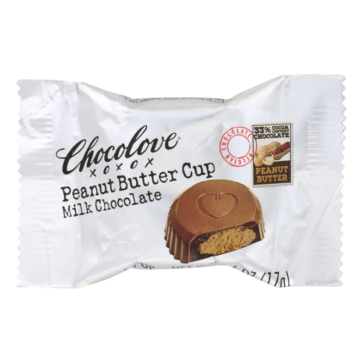 Chocolove Xoxox Peanut Butter Milk Chocolate - Pack of 50 - 0.6 Oz. - Cozy Farm