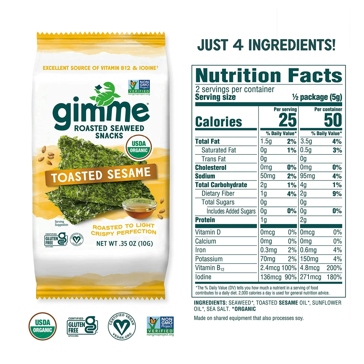 Gimme Organic Roasted Sesame, 0.35 oz., Case of 12