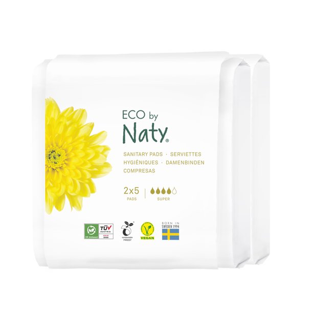 Eko By Naty Super Travel Sanitary Pads, 18 Packs of 10 Count - Cozy Farm