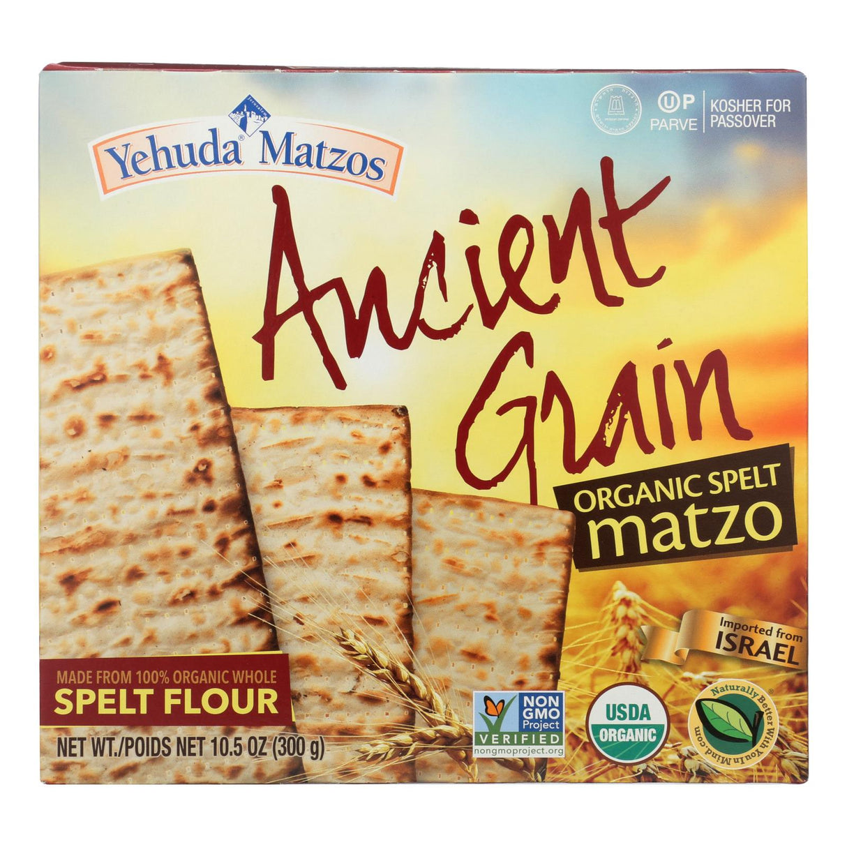 Yehuda Spelt Matzo (Pack of 24) - Organic, Gluten Free Ancient Grains - 10.5 Oz - Cozy Farm