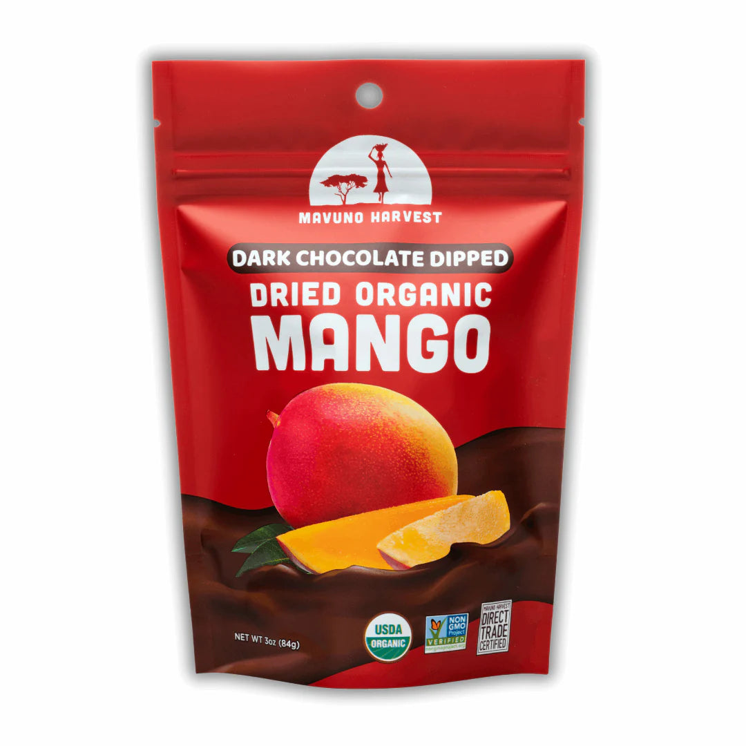 Mavuno Harvest - Organic Dried Mango Dark Chocolate, 3 oz (Pack of 6) - Healthy snack from Ghana