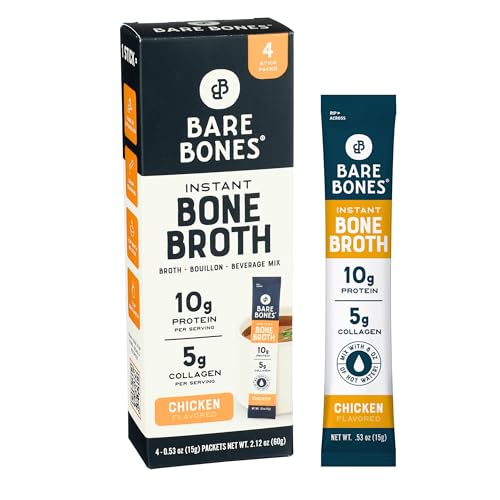 Bare Bones Broth - Instant Chicken Broth, 2.12 oz (Case of 8) - Gluten-Free Drink Mix