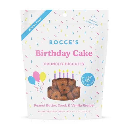 Bocce's Bakery - Birthday Cake Dog Treats, 5 oz (Pack of 12) - Peanut Butter Vanilla