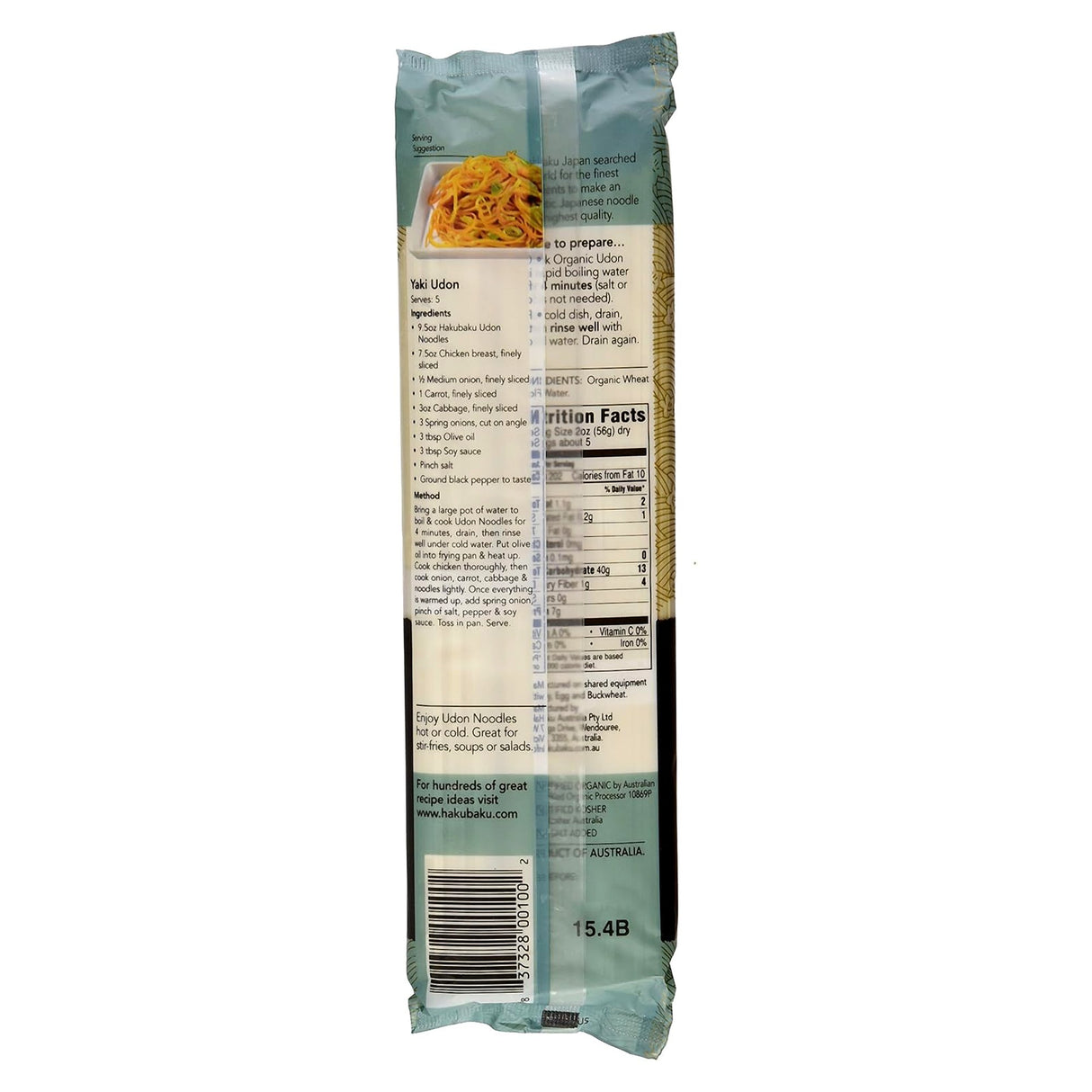 Hakubaku Organic Udon Noodles, 9.52 oz, Case of 8