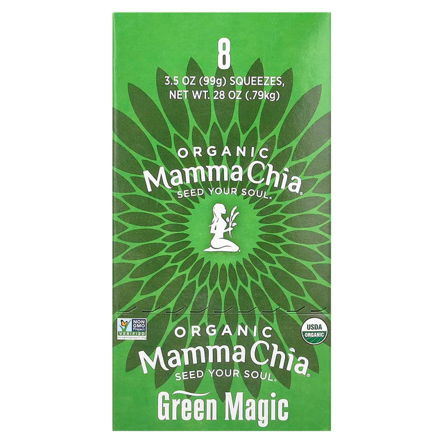 Mamma Chia Squeeze Vitality Snack - Green Magic - 16 Pack - 3.5 Oz. - Cozy Farm 