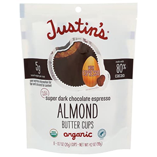 Justin's Almbtr Dark Chocolate Espresso (Pack of 6) 4.2 Oz - Cozy Farm