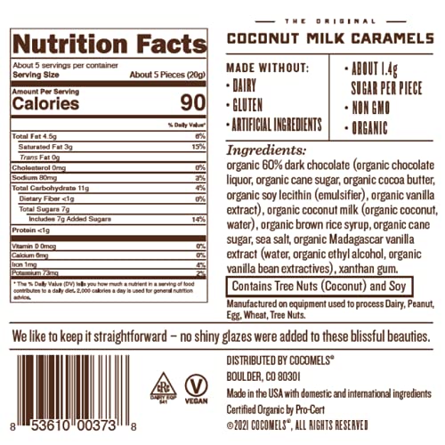 Organic Cocomel Caramel Bites with Sea Salt, 6 Pack, 3.5 Oz Each